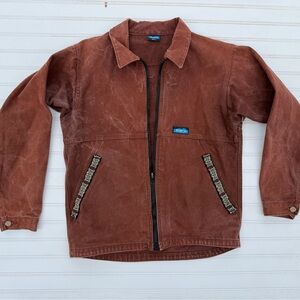Vintage Rust Brown Kavu Canvas Zip Up Work Jacket with Collar  - Men’s Small